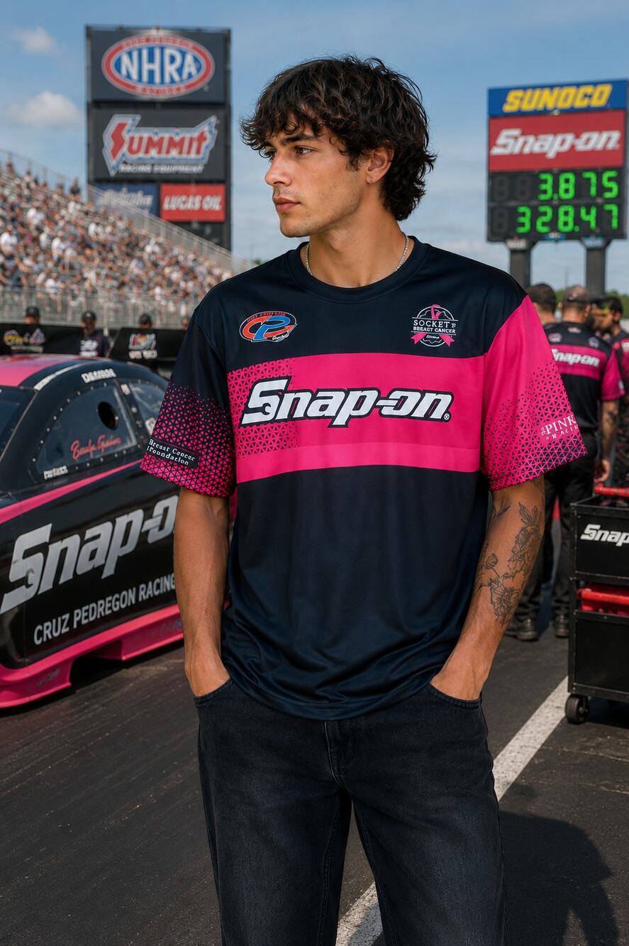 Snap-on Cruz Pedregon NHRA Racing Jersey XL Socket To Breast Cancer Shirt